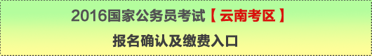 2016年國家公務員考試【云南考區(qū)】報名確認及繳費入口
